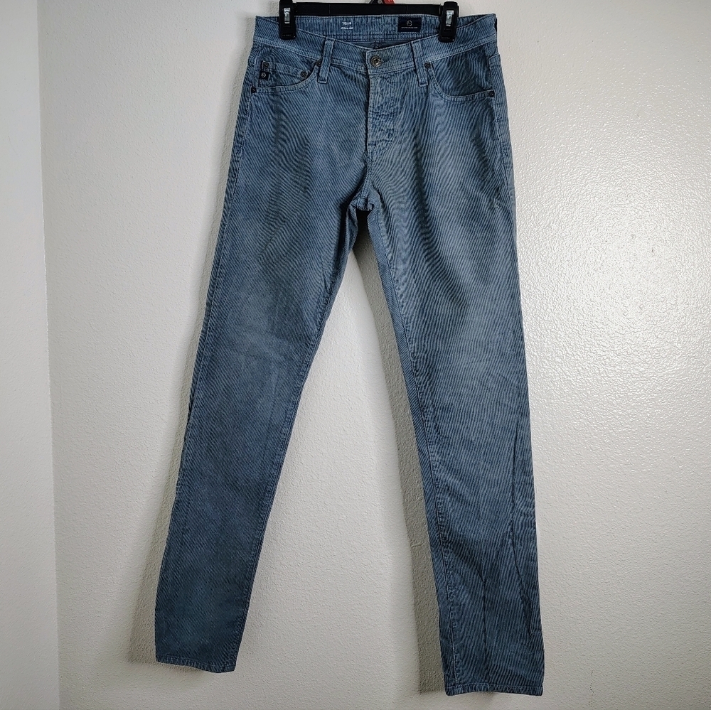 AG Adriano Goldschmied Tellis Modern Slim Light Blue Corduroy Jeans Sz 30x34